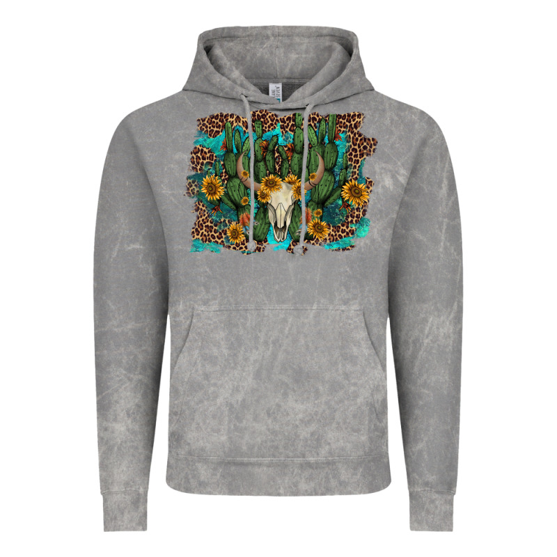 Leopard Bull Skull Cactus Sunflowers Vintage Hoodie by AdoDesignShop | Teevron
