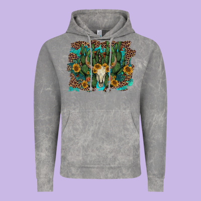 Leopard Bull Skull Cactus Sunflowers Vintage Hoodie Designed By Adodesignshop