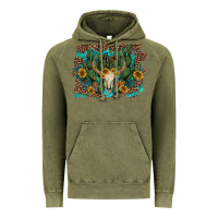 Vintage Olive leopard bull skull cactus sunflowers Vintage Hoodie - AdoDesignShop