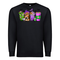 Black Coffee Cups with Cow and Halloween Premium Sweatshirt - texasbilliewilder