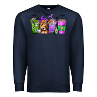 Navy Coffee Cups with Cow and Halloween Premium Sweatshirt - texasbilliewilder