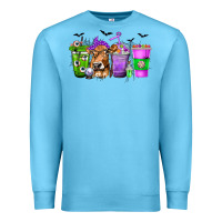Ocean Blue Coffee Cups with Cow and Halloween Premium Sweatshirt - texasbilliewilder