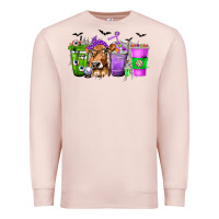 Pale Pink Coffee Cups with Cow and Halloween Premium Sweatshirt - texasbilliewilder