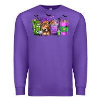 Purple Coffee Cups with Cow and Halloween Premium Sweatshirt - texasbilliewilder