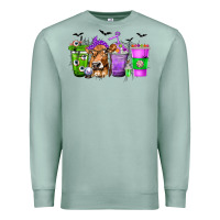 Coffee Cups With Cow And Halloween Premium Sweatshirt | Teevron