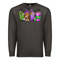 Smoke Coffee Cups with Cow and Halloween Premium Sweatshirt - texasbilliewilder