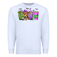 White Coffee Cups with Cow and Halloween Premium Sweatshirt - texasbilliewilder