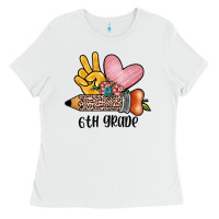 White peace love 6th grade Ladies Tee - JahusDesignShop