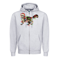 Heather Grey christmas christmas maine coon cat cat Zipper Hoodie - LillyAllenDesigns