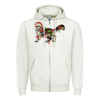Oatmeal Heather christmas christmas maine coon cat cat Zipper Hoodie - LillyAllenDesigns
