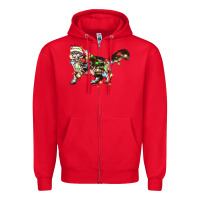 Red christmas christmas maine coon cat cat Zipper Hoodie - LillyAllenDesigns