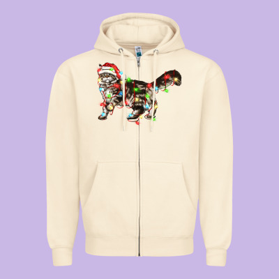 Christmas Christmas Maine Coon Cat Cat Zipper Hoodie Designed By Lillyallendesigns