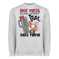 Heather Grey hot mess always stressed race mama Heavyweight Sweatshirt - MaliasSmallBusiness