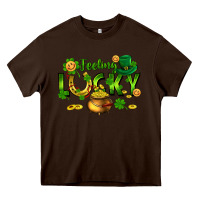 Chocolate Brown feeling lucky Heavy Core Tee - FaDigitalArtStudio