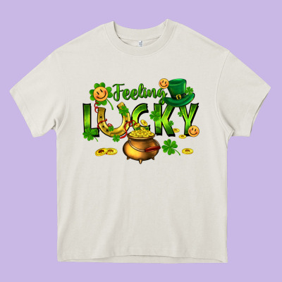 Feeling Lucky Heavy Core Tee Designed By Fadigitalartstudio