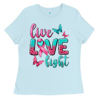 Baby Blue Live Love Fight Breast Cancer Ladies Tee - texasbilliewilder