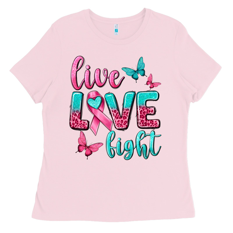 Live Love Fight Breast Cancer Ladies Tee by texasbilliewilder | Teevron