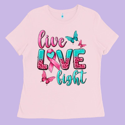 Live Love Fight Breast Cancer Ladies Tee Designed By Texasbilliewilder