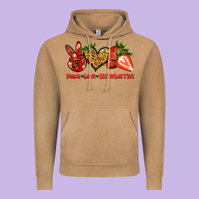 Peace Love Strawberries Vintage Hoodie Designed By Jasminsmagicworld