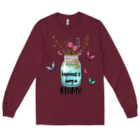 Burgundy mama preview costom name Long Sleeve Tee - MaliasSmallBusiness