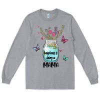 Heather Grey mama preview costom name Long Sleeve Tee - MaliasSmallBusiness
