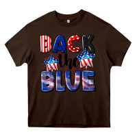 Chocolate Brown Back the blue 4th of july Heavy Core Tee - CowGirlArtShop