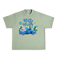 Oil Green hello winter with sniwman and  truck Urban Heavy Tee - AdoDesignShop