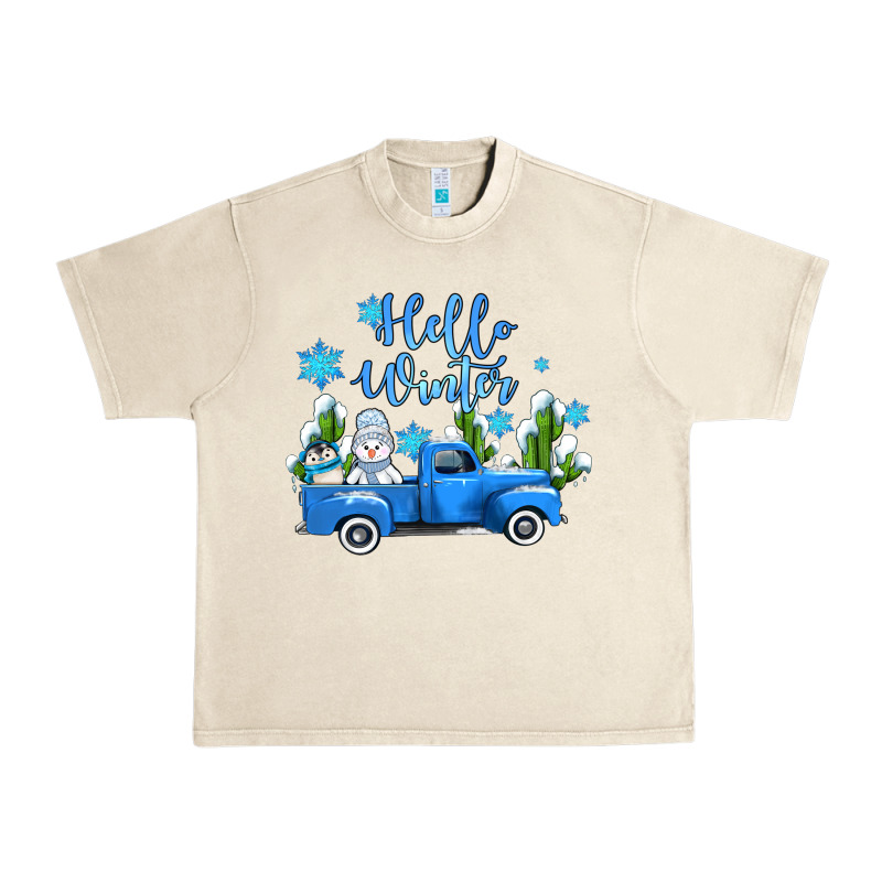 Hello Winter With Sniwman And  Truck Urban Heavy Tee by AdoDesignShop | Teevron