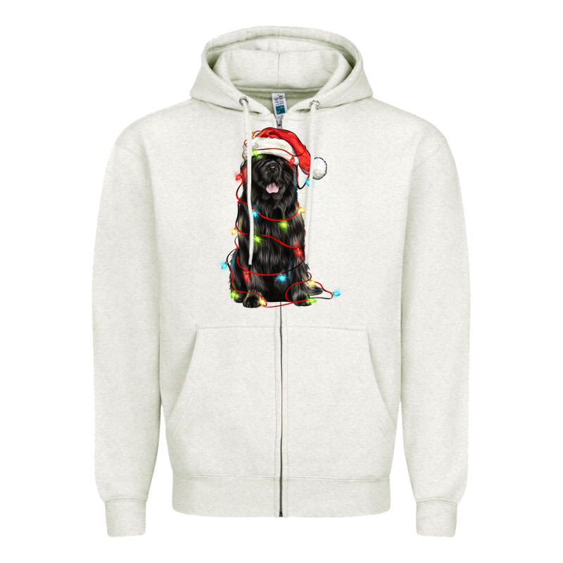 Christmas Newfoundland Dog Zipper Hoodie by LillyAllenDesigns | Teevron