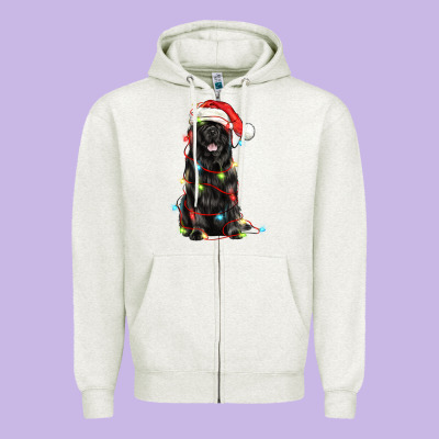 Christmas Newfoundland Dog Zipper Hoodie Designed By Lillyallendesigns