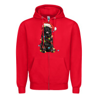 Red christmas newfoundland dog Zipper Hoodie - LillyAllenDesigns