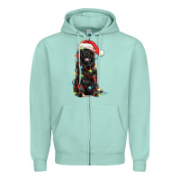 Seafoam christmas newfoundland dog Zipper Hoodie - LillyAllenDesigns