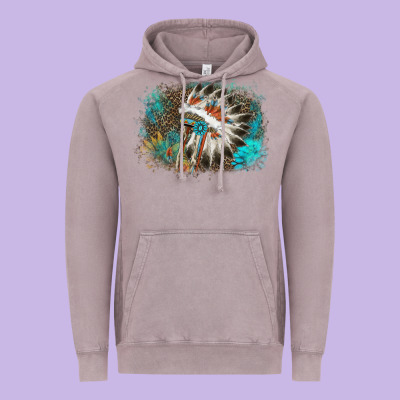 Indian Headress Sunflower Leopard Vintage Hoodie Designed By Adodesignshop