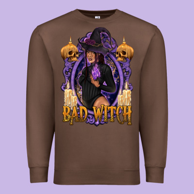 Bad Witch Black Woman Premium Sweatshirt Designed By Texasbilliewilder