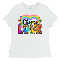 White Choose love Ladies Tee - Zillion Design Studio