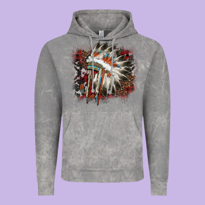 İndian Headress Cowhide Vintage Hoodie Designed By Adodesignshop