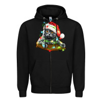 Black christmas scottish fold cat Zipper Hoodie - LillyAllenDesigns