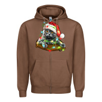 Chestnut christmas scottish fold cat Zipper Hoodie - LillyAllenDesigns