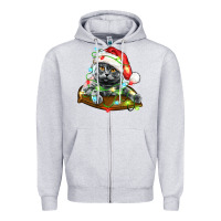 Heather Grey christmas scottish fold cat Zipper Hoodie - LillyAllenDesigns