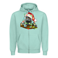 Seafoam christmas scottish fold cat Zipper Hoodie - LillyAllenDesigns