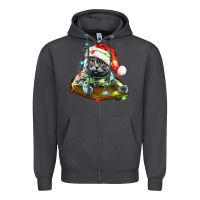 Smoke christmas scottish fold cat Zipper Hoodie - LillyAllenDesigns