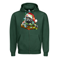 Sports Green christmas scottish fold cat Zipper Hoodie - LillyAllenDesigns
