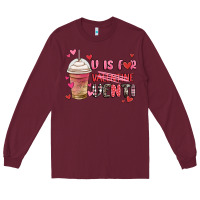 Burgundy v is for valentine venti coffee cup Long Sleeve Tee - MaliasSmallBusiness