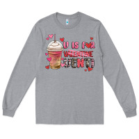 Heather Grey v is for valentine venti coffee cup Long Sleeve Tee - MaliasSmallBusiness