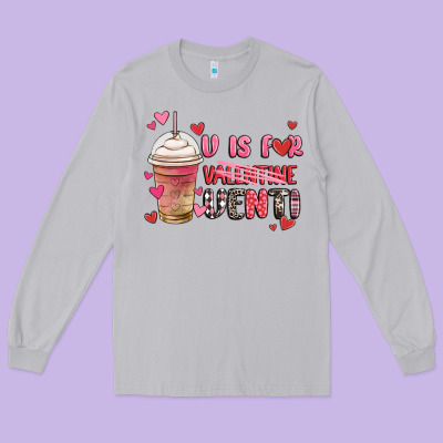 V Is For Valentine Venti Coffee Cup Long Sleeve Tee Designed By Maliassmallbusiness
