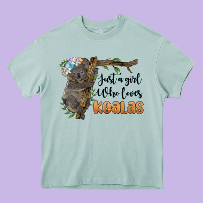Just A Girl Who Loves Koalas Heavy Core Tee Designed By Barkaloodesign