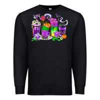 Black Halloween Coffee Cups Premium Sweatshirt - texasbilliewilder