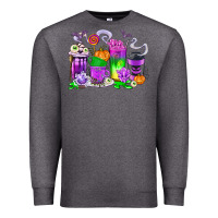Charcoal Heather Halloween Coffee Cups Premium Sweatshirt - texasbilliewilder