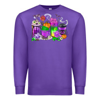 Purple Halloween Coffee Cups Premium Sweatshirt - texasbilliewilder