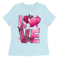 Baby Blue Love Cancer with Heart Ladies Tee - texasbilliewilder
